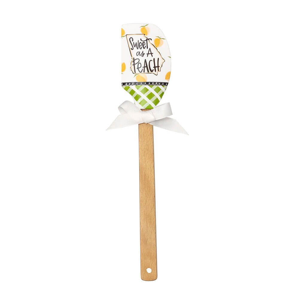 Rubber spatula with Sweet As A Peach Georgia design with wooden handle