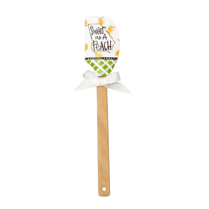 Rubber spatula with Sweet As A Peach Georgia design with wooden handle