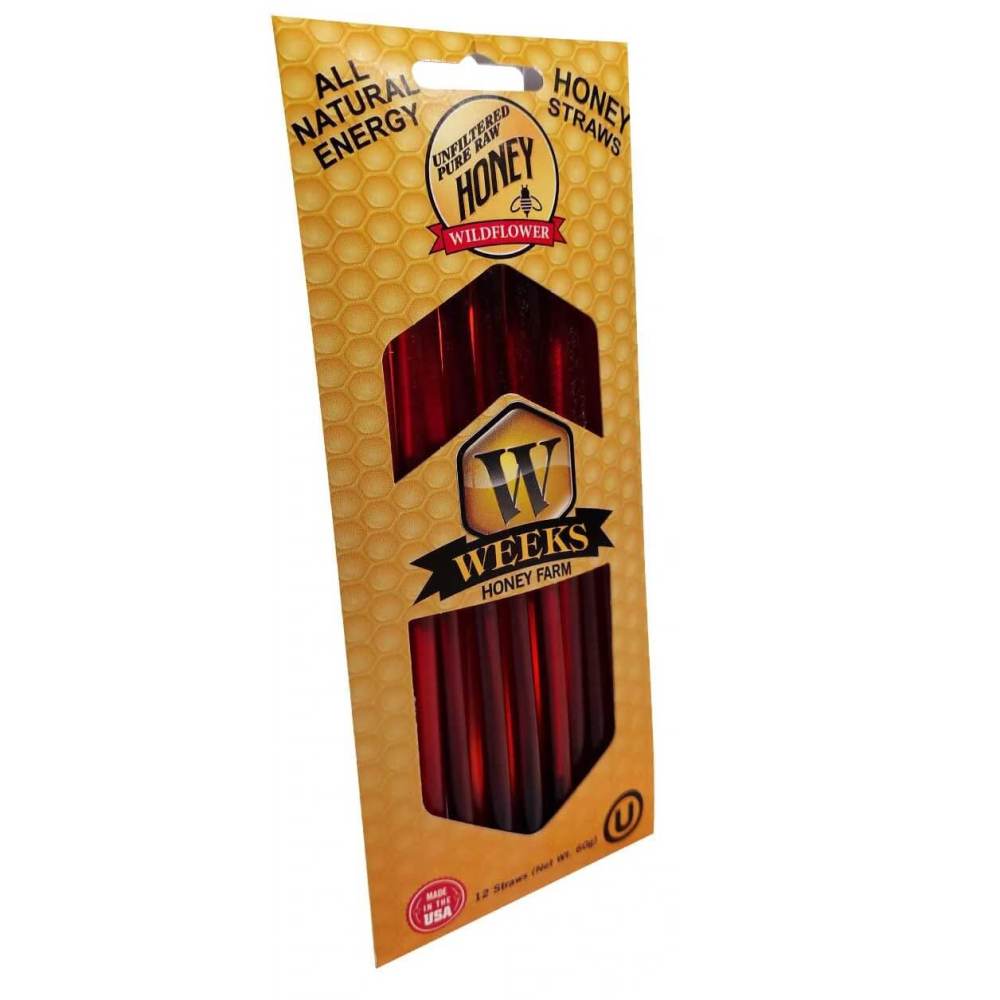 Yellow envelope with 12 all natural Georgia Wildflower Honey Straws.