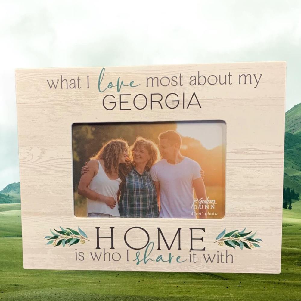 Ivory colored What I Love Most Georgia Picture Frame with greenery design.