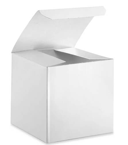 White gift box with an open lid on a white background